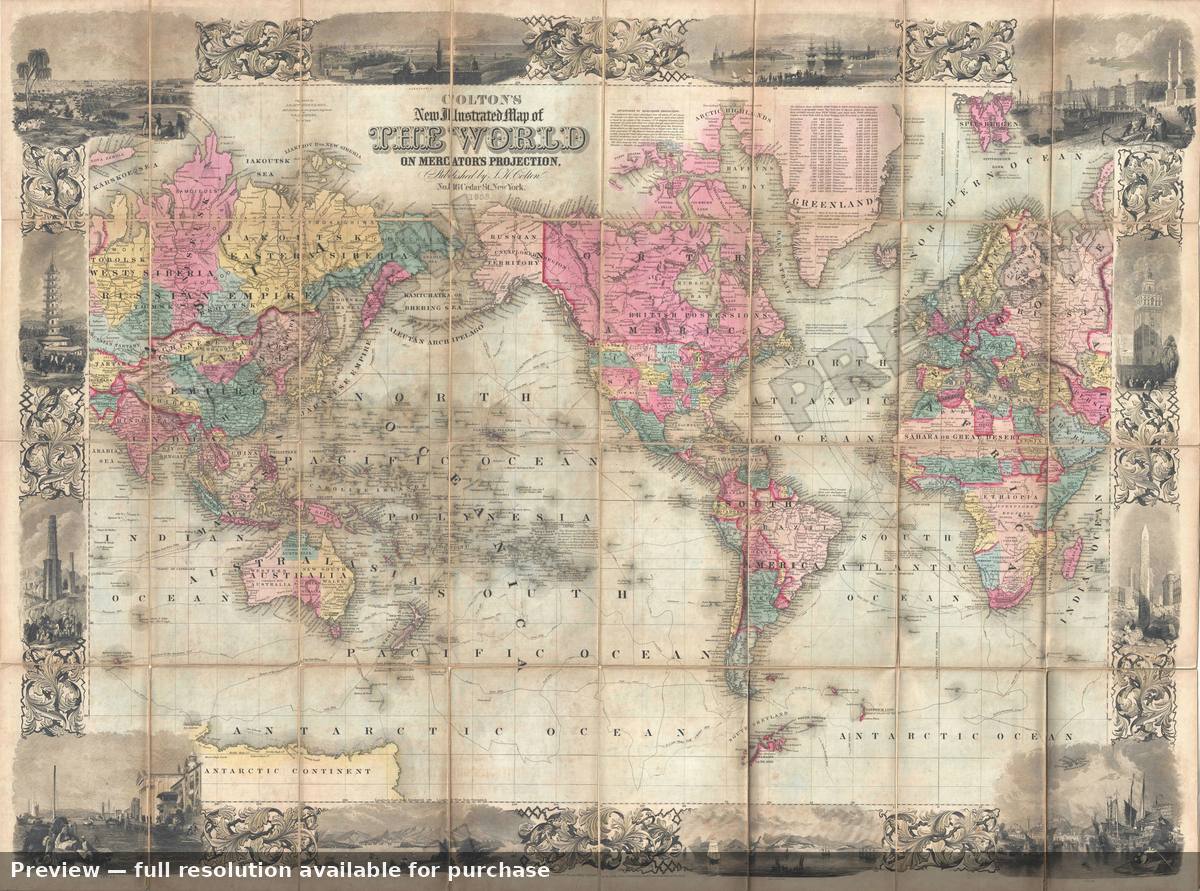 Antique map: World, 1853, 1853