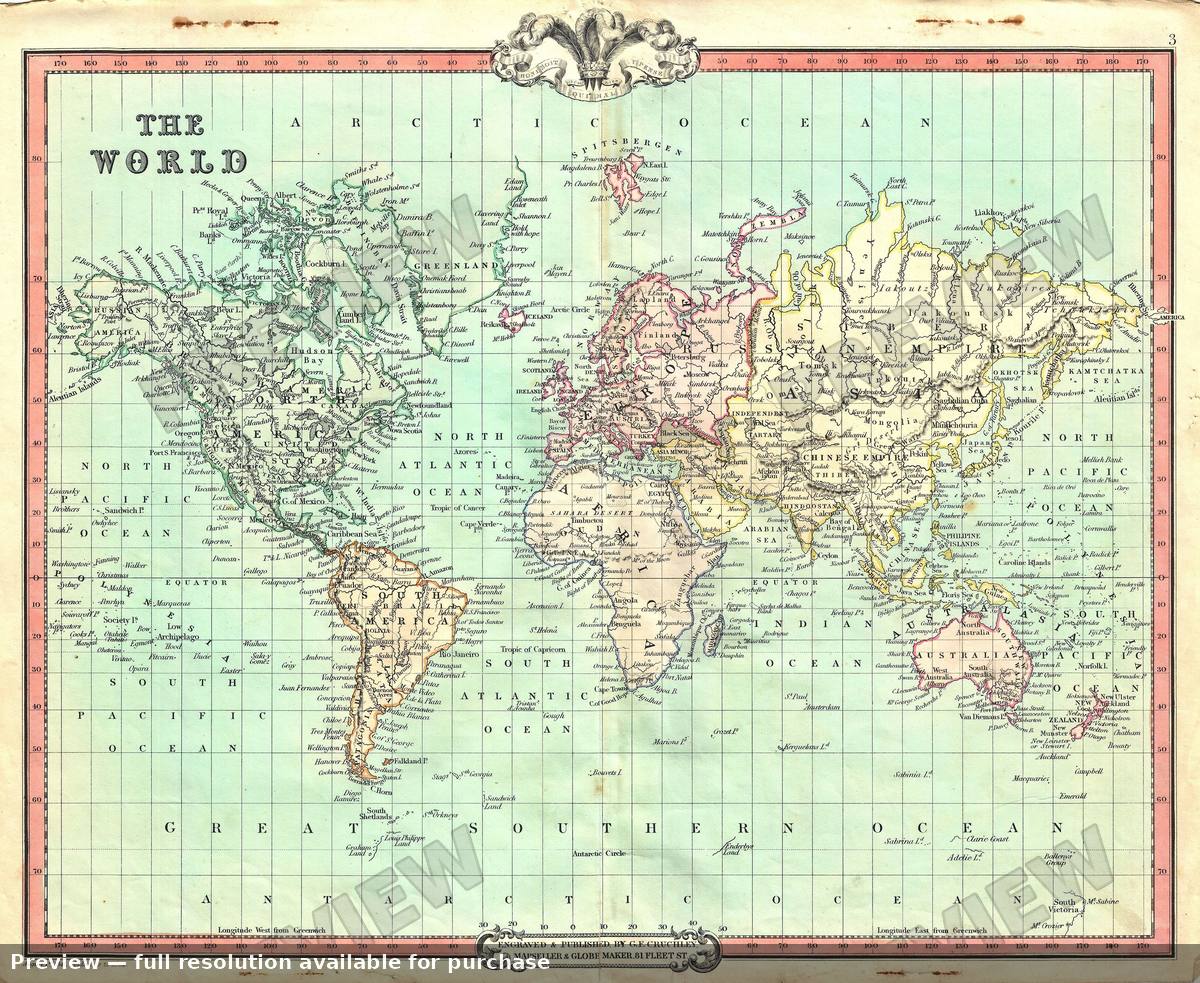 Antique map: World, 1853, 1853