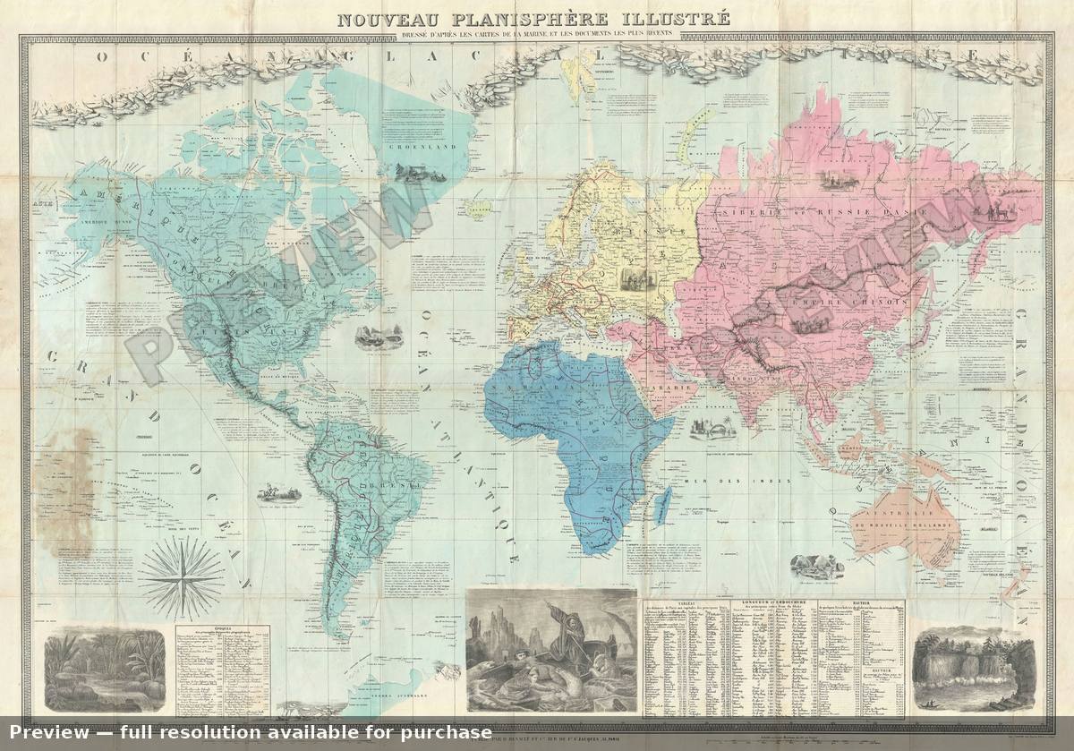 Antique map: World, 1862, 1862