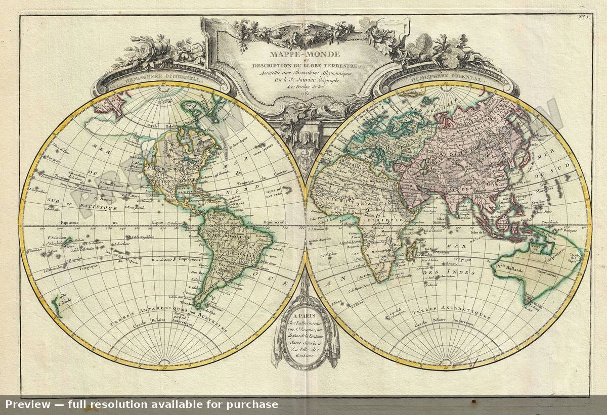 Antique map: World, 1762, 1762