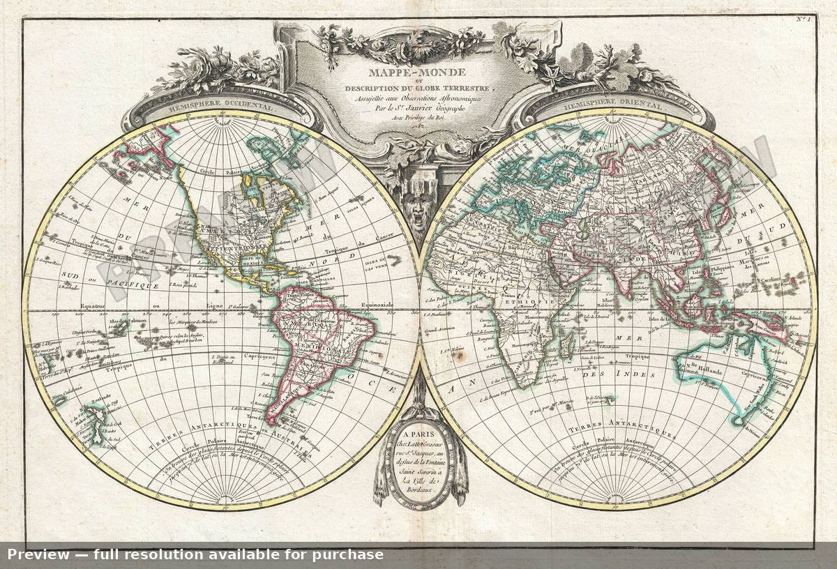 Antique map: World, 1782, 1782