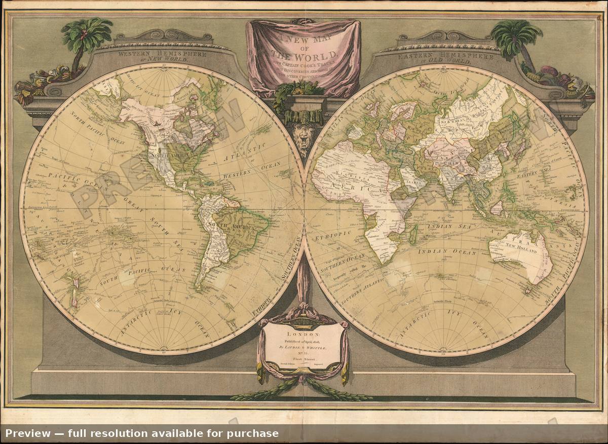 Antique map: World, 1808