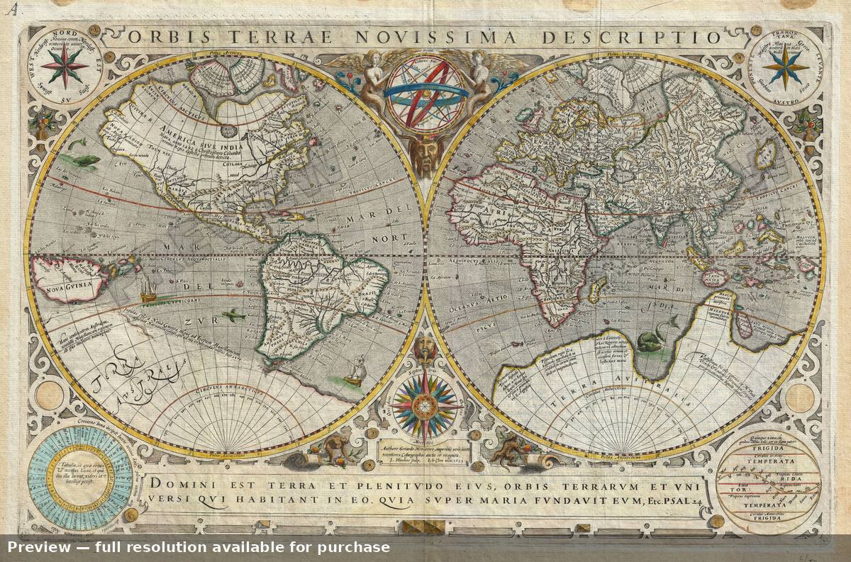 Antique map: World, 1633, 1633