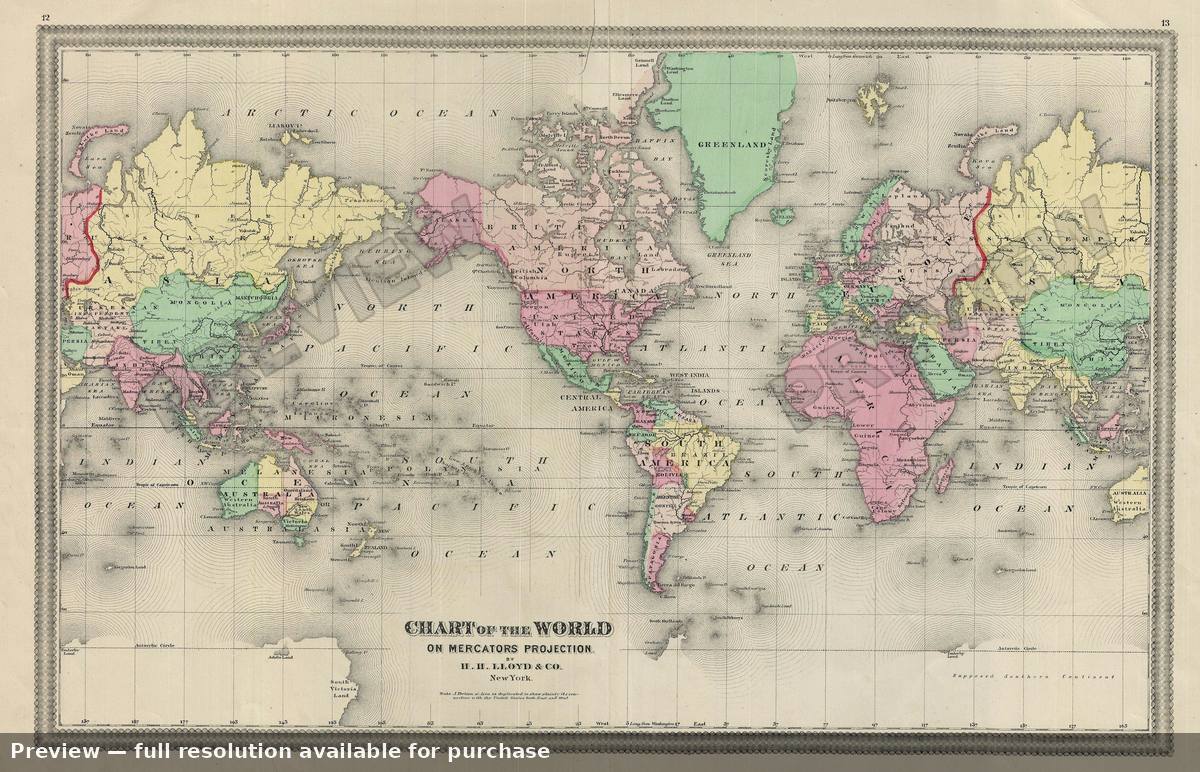Antique map: World, 1862, 1862