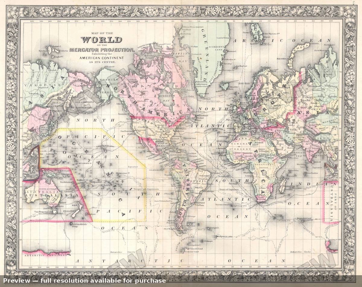 Antique map: World, 1864, 1864