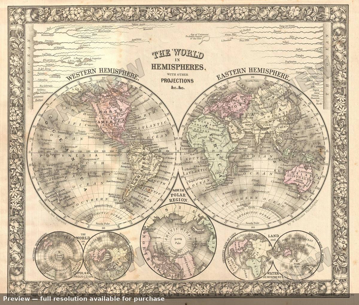 Antique map: World, 1872, 1872