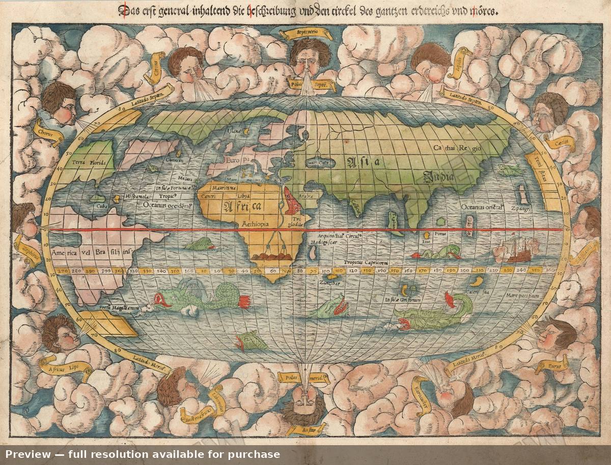 Antique map: World, 1550