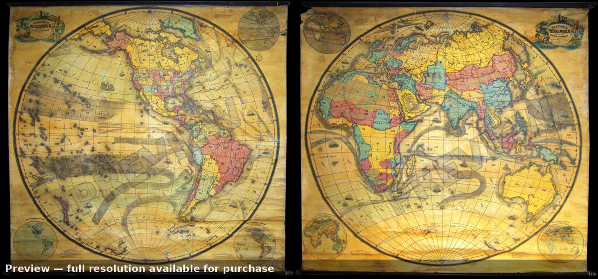 Antique map: World, 1858, 1858