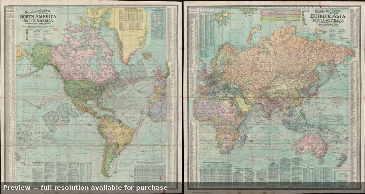 Antique map: World, 1907, 1907