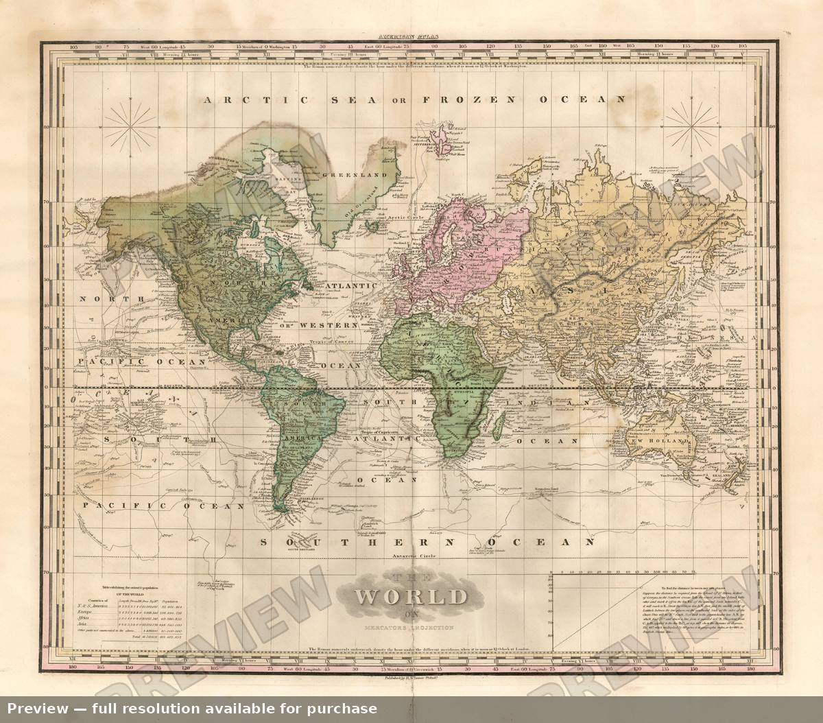 Antique map: World, 1823, 1823