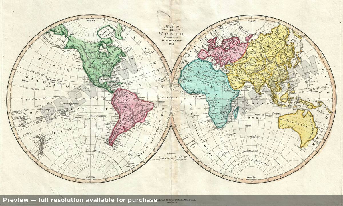 Antique map: World, 1792