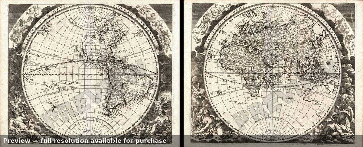 Antique map: World, 1696, 1696