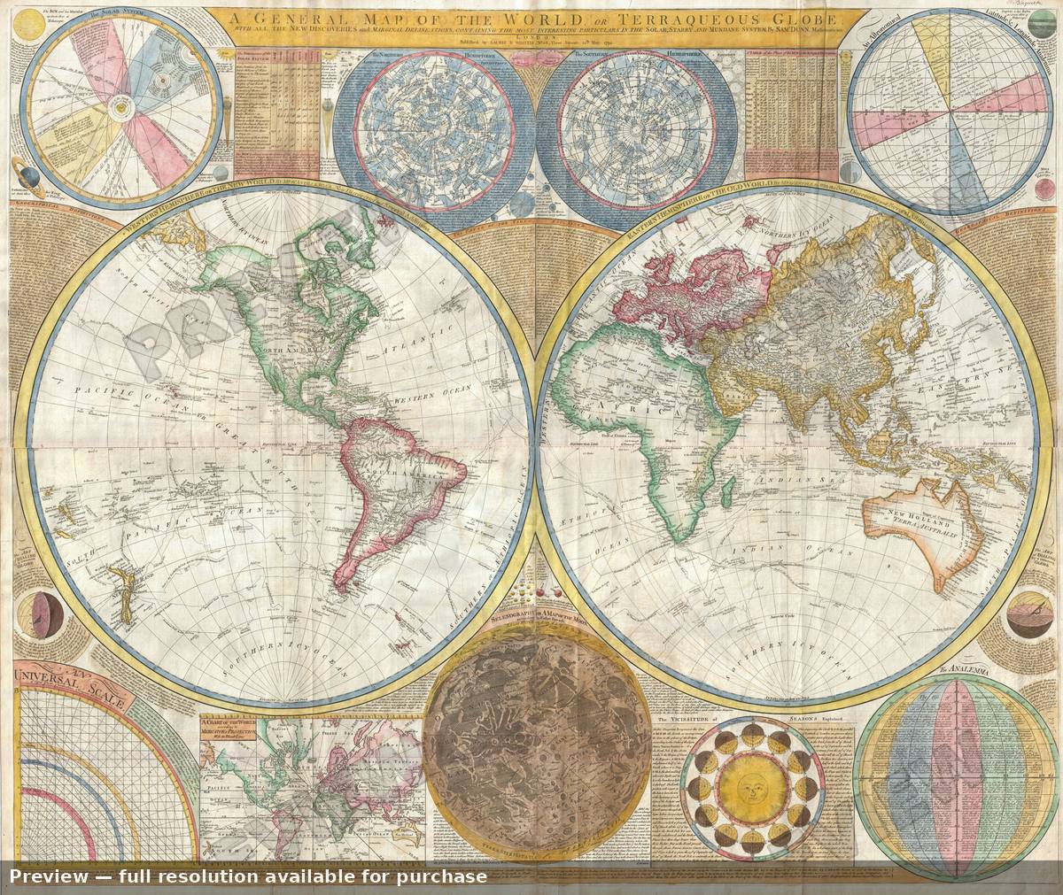 Antique map: World 2, 1794, 1794