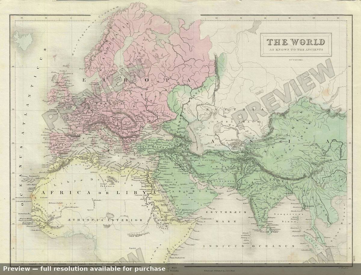 Antique map: World Ancient, 1851, 1851