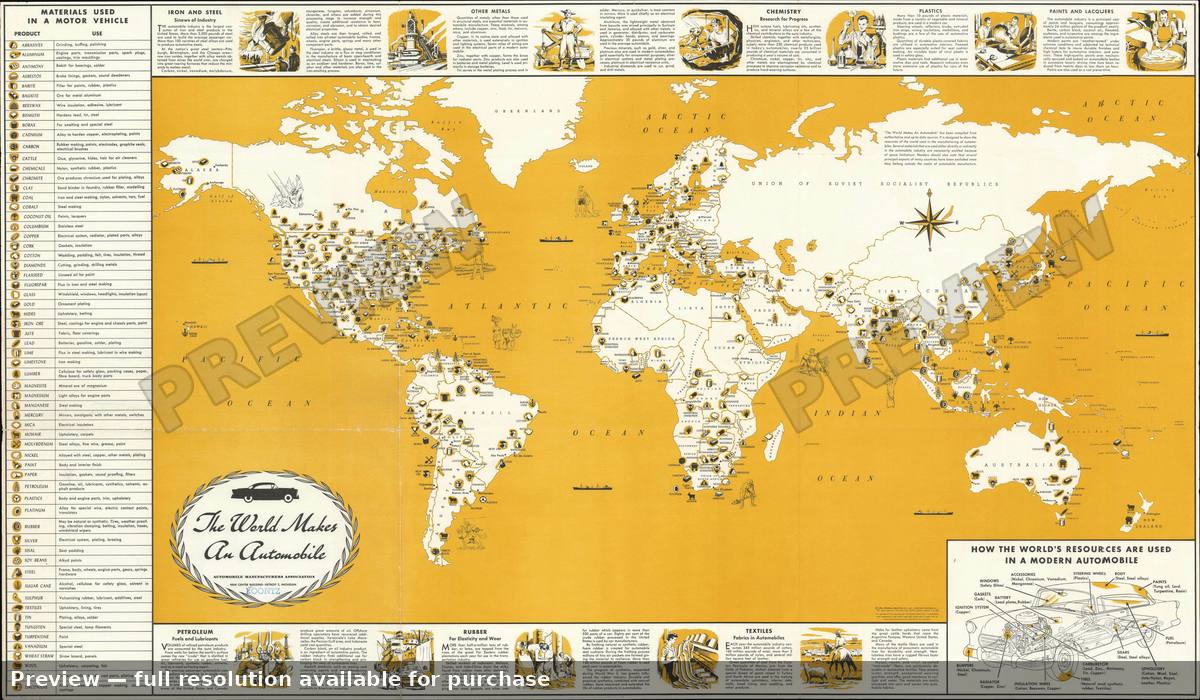 Antique map: World Automobile, 1956, 1956