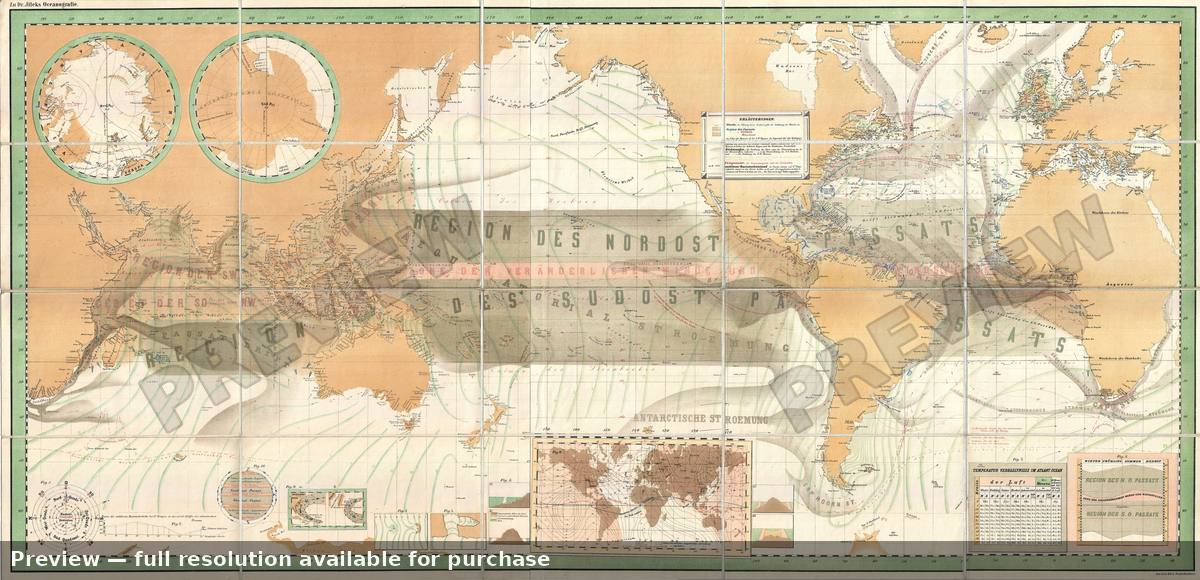 Antique map: World Currents 2, 1880, 1880