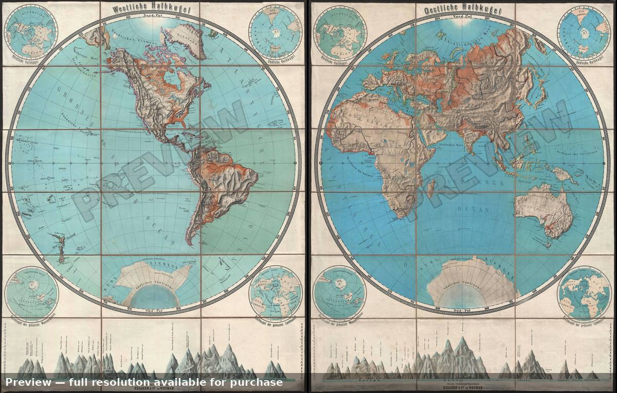 Antique map: World Hemipsheres, 1880, 1880