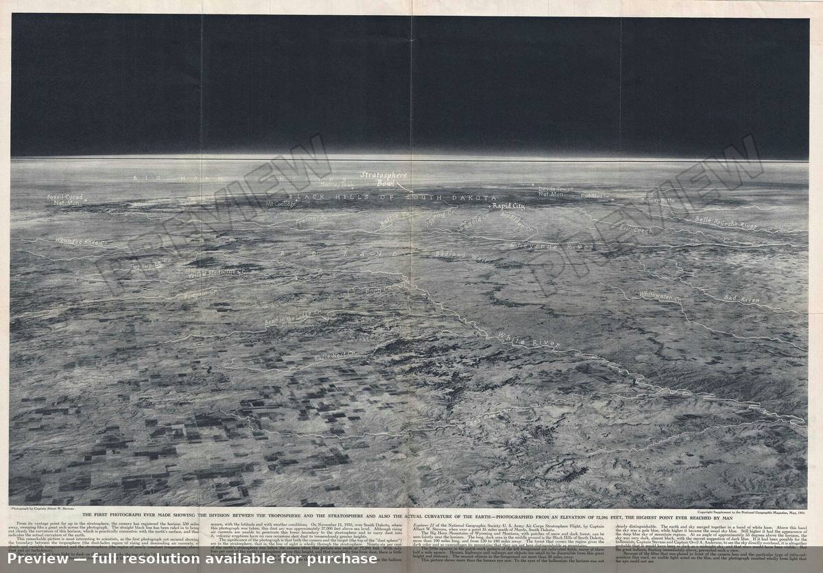 Antique map: World Highest Point, 1936, 1936