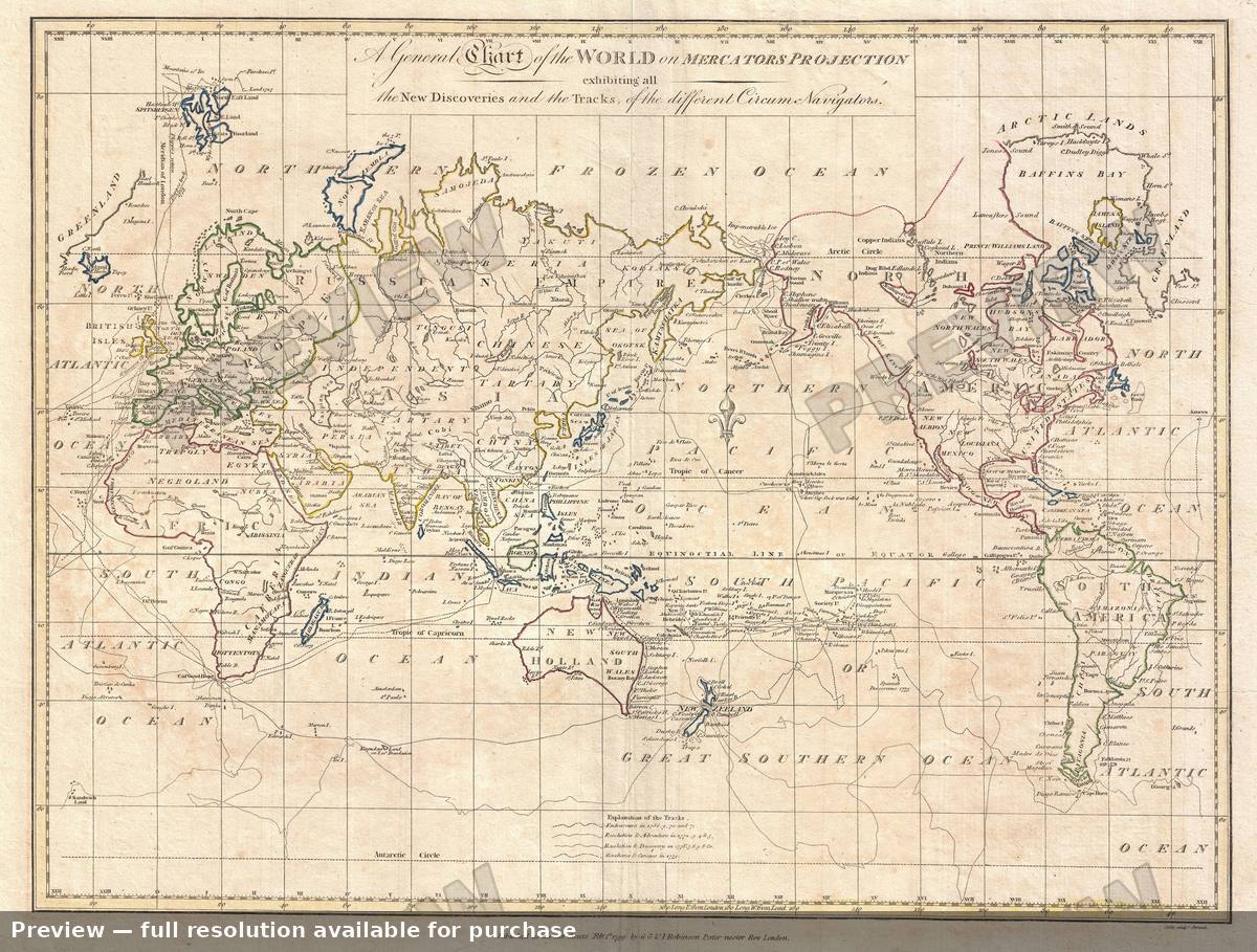 Antique map: World Mercator, 1799