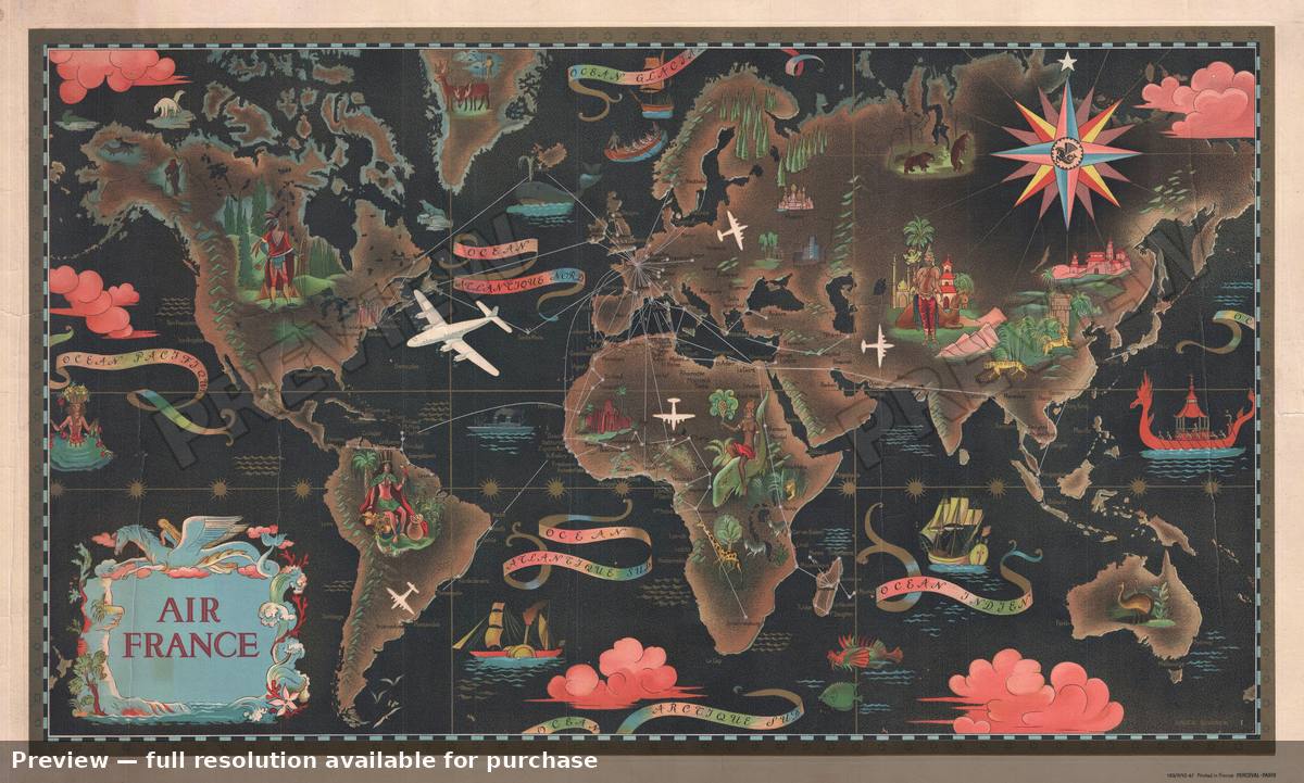 Antique map: World Mercator, 1947
