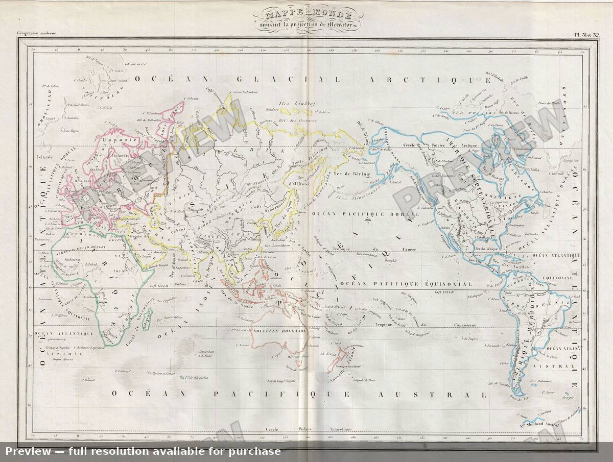 Antique map: World Mercator, 1843, 1843