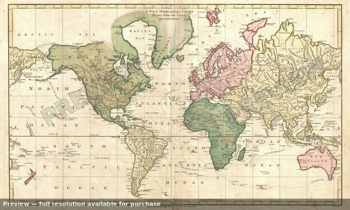 Antique map: World Mercator, 1794