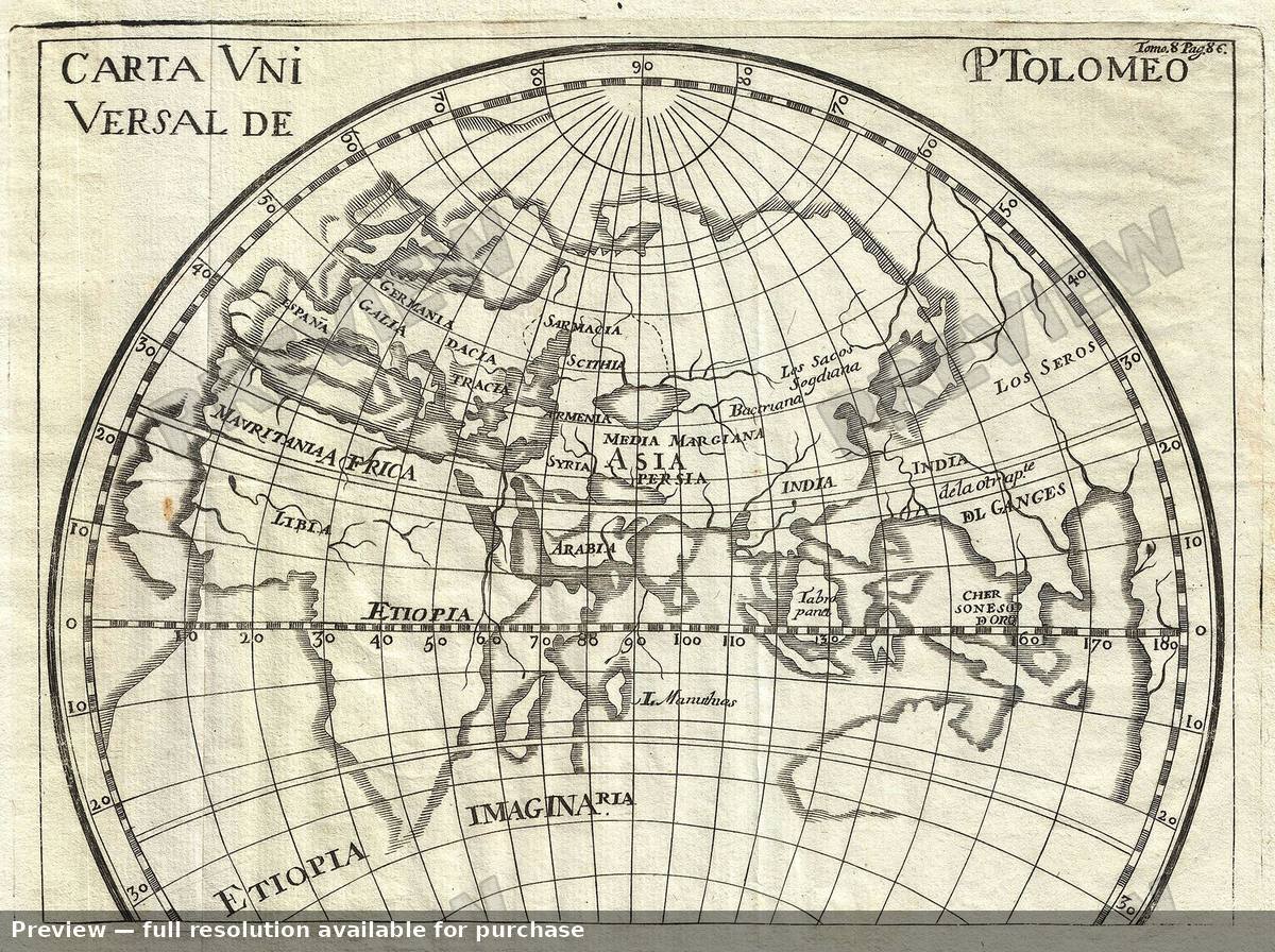 Antique map: World Ptolemy, 1754, 1754