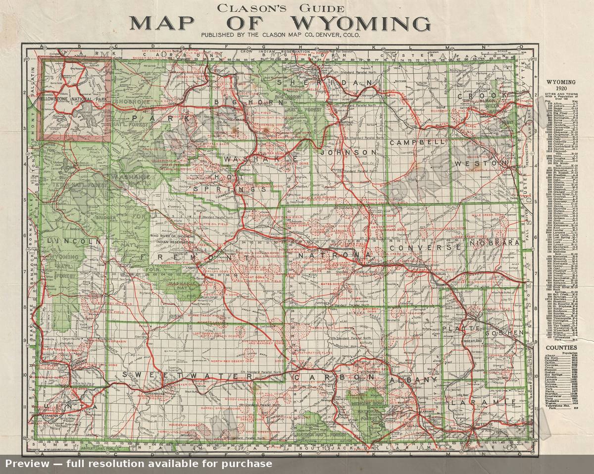 Antique map: Wyoming, 1920, 1920