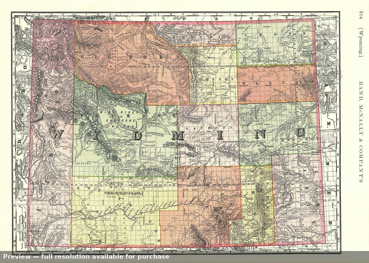 Antique map: Wyoming, 1893, 1893