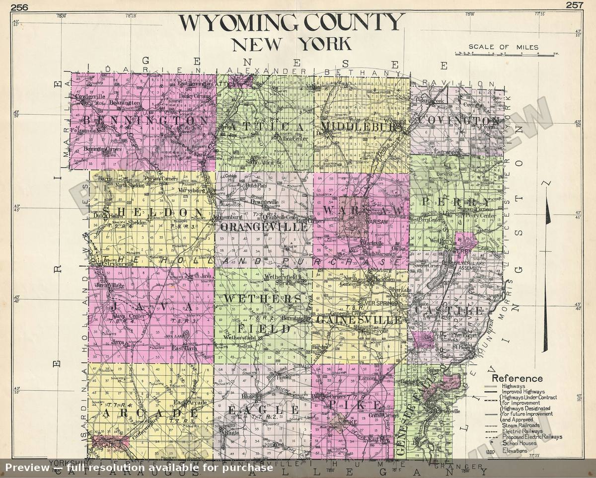 Antique map: Wyoming County NY, 1912, 1912
