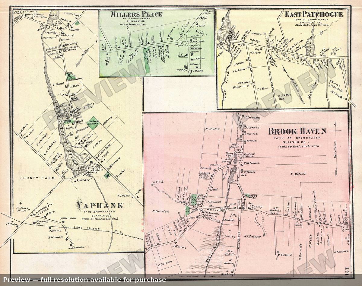 Antique map: Yaphank, 1873, 1873