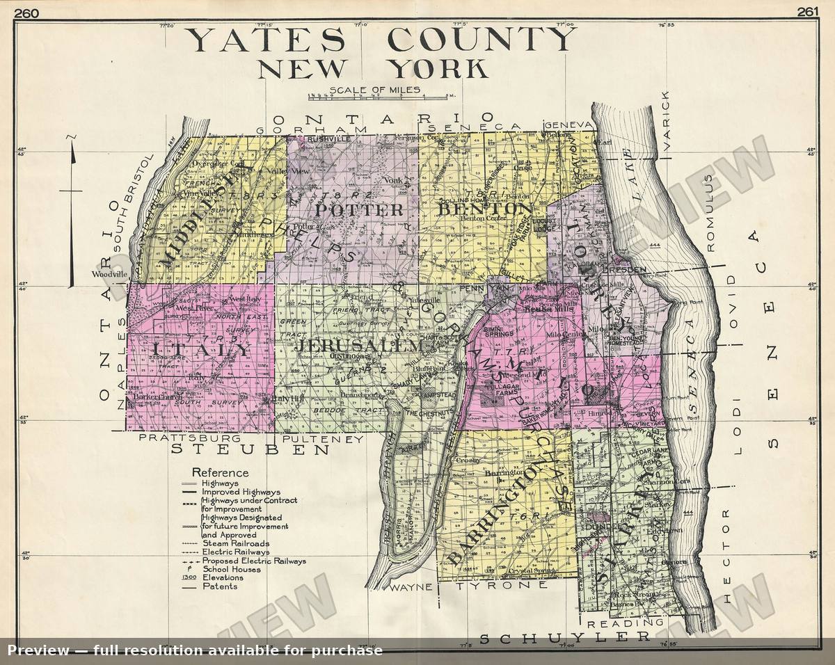 Antique map: Yates County NY, 1912, 1912