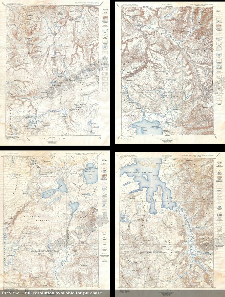 Antique map: Yellowstone, 1896