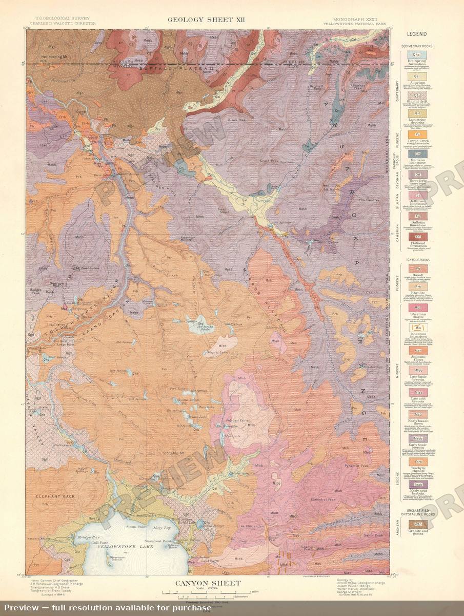 Antique map: Yellowstone Canyon G, 1904