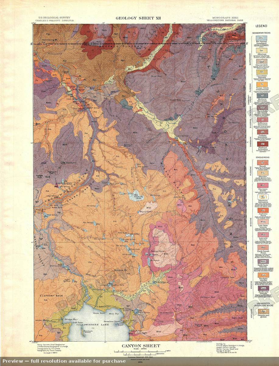 Antique map: Yellowstone Canyon G, 1904