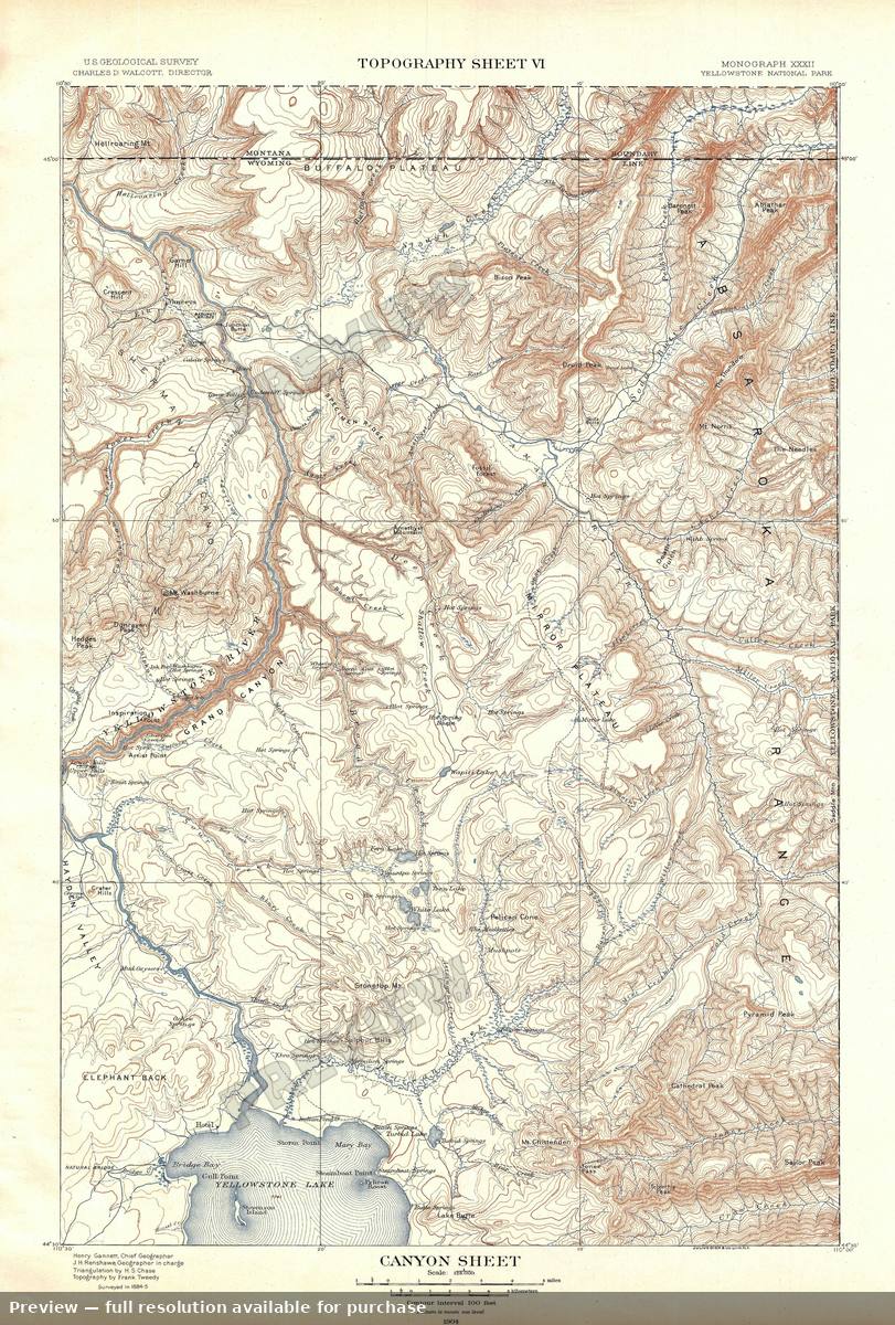 Antique map: Yellowstone Canyon T, 1904