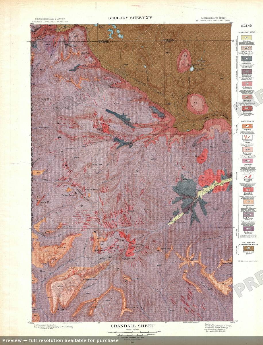 Antique map: Yellowstone Crandall G, 1904