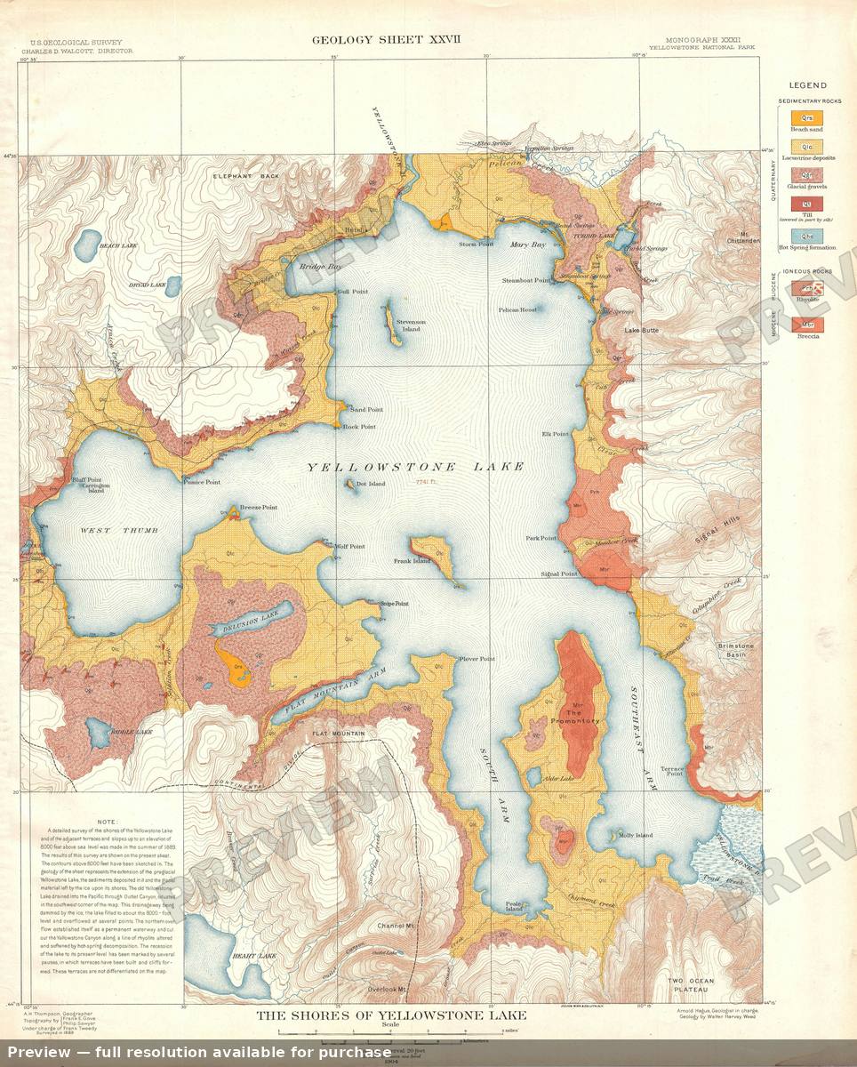 Antique map: Yellowstone Lake Shores G, 1904