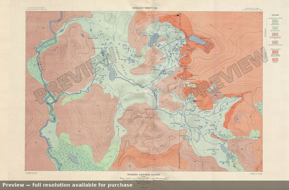 Antique map: Yellowstone Norris Geyser G, 1904