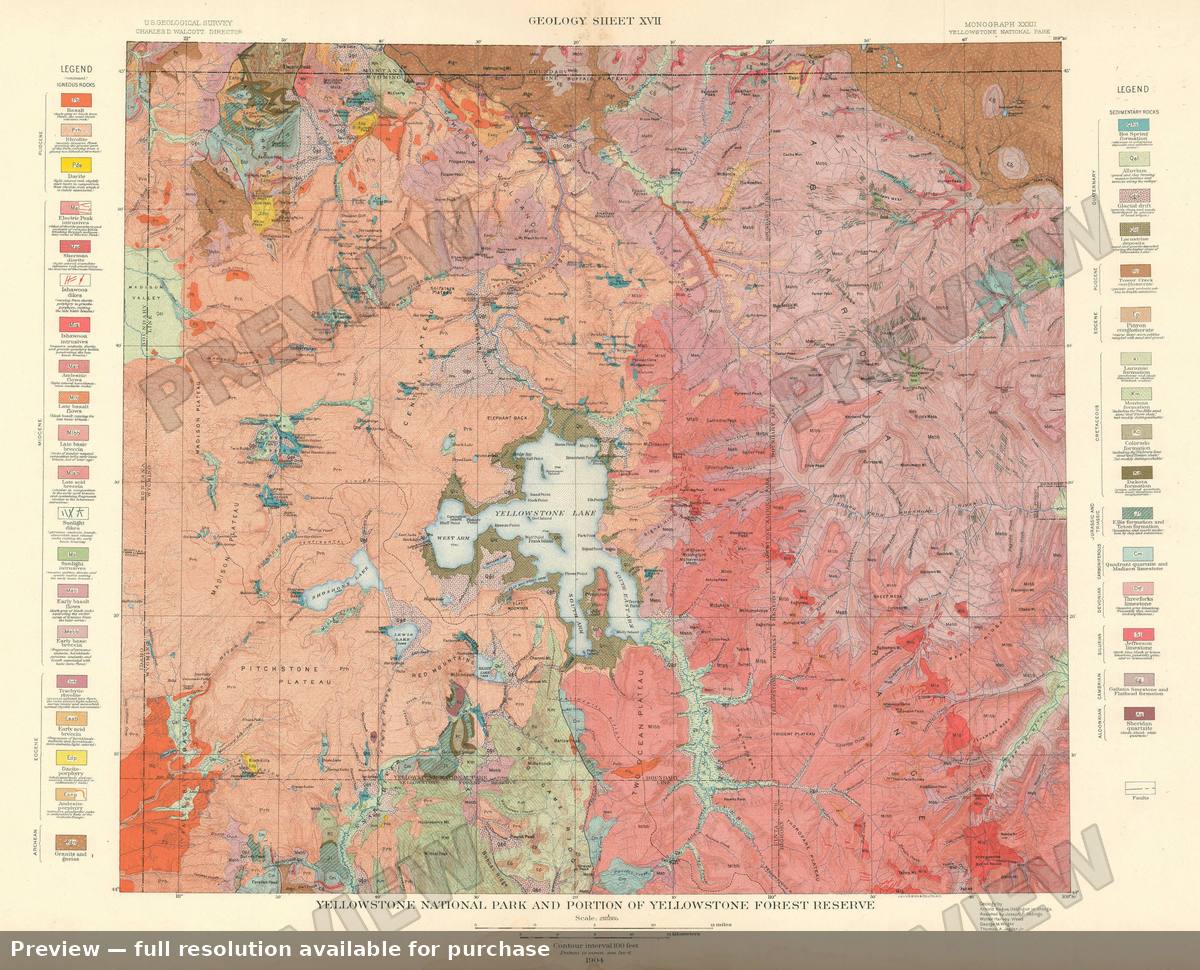 Antique map: Yellowstone Park Forest G, 1904