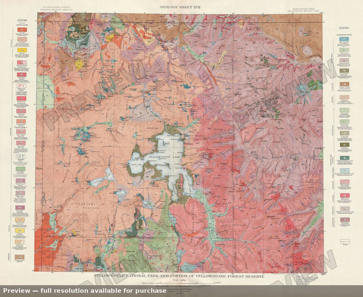 Antique map: Yellowstone Park Forest G, 1904