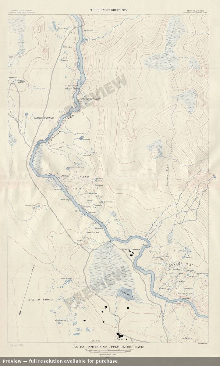 Antique map: Yellowstone Upper Geyser Center T, 1904