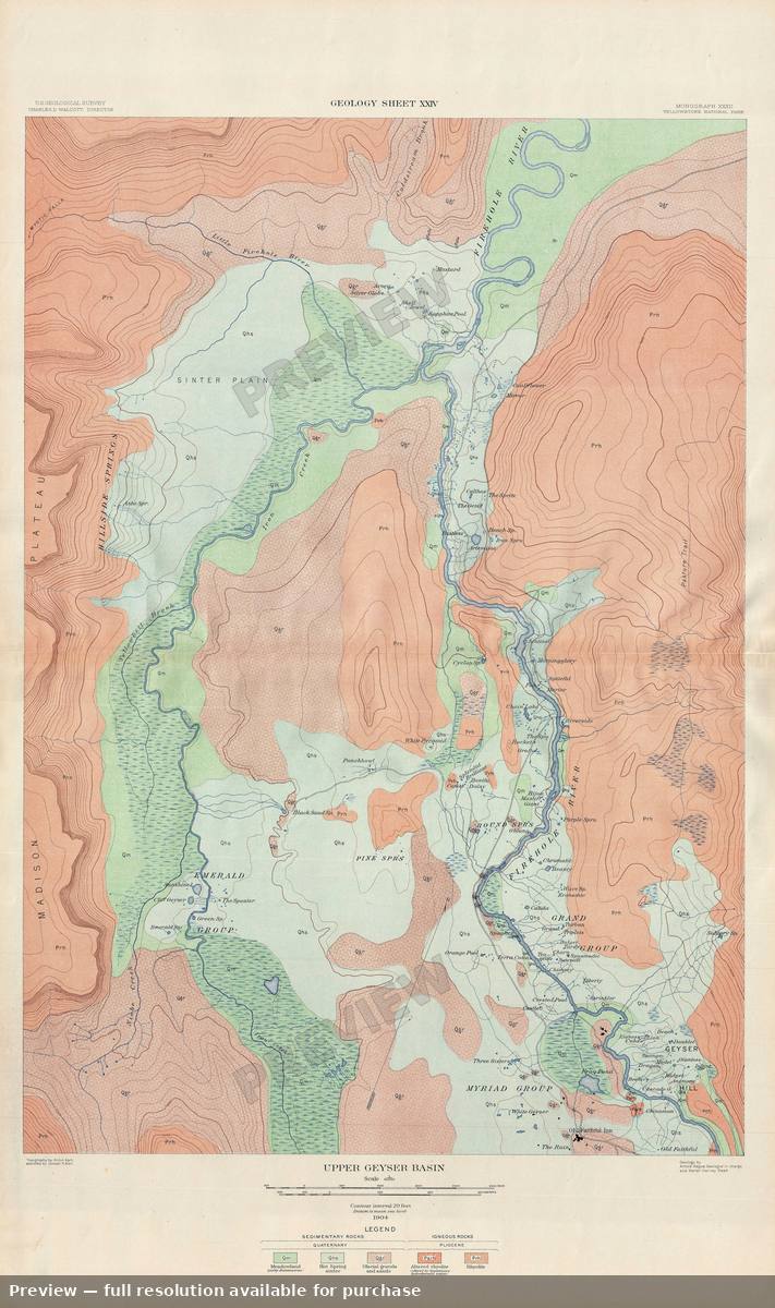 Antique map: Yellowstone Upper Geyser G, 1904