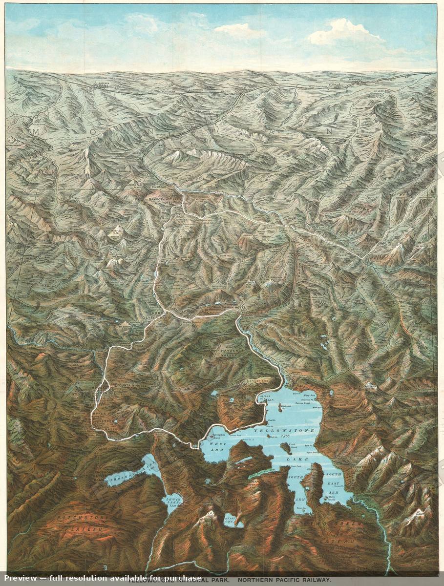 Antique map: Yellowstone View, 1895, 1895
