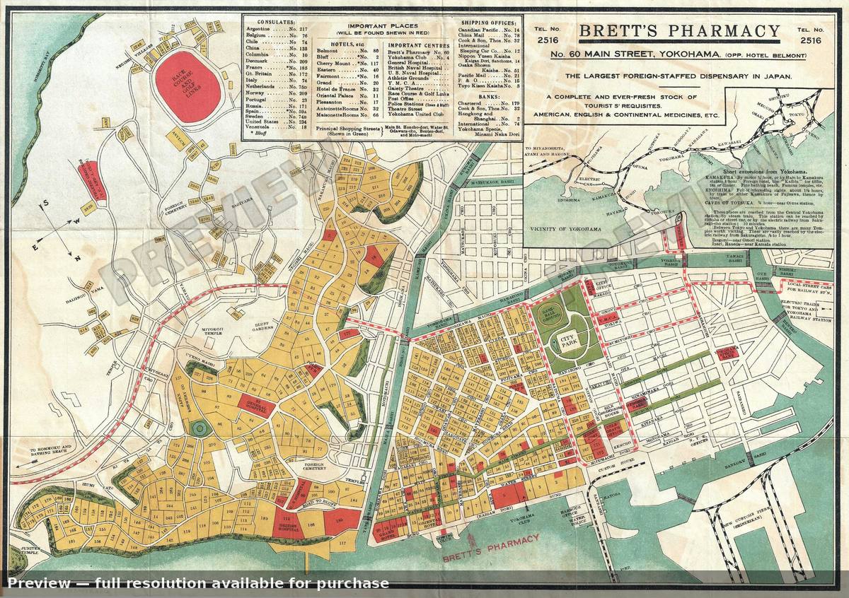 Antique map: Yokohama, 1920, 1920