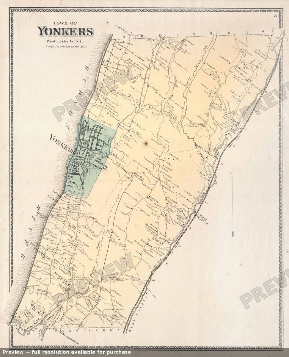 Antique map: Yonkers, 1867