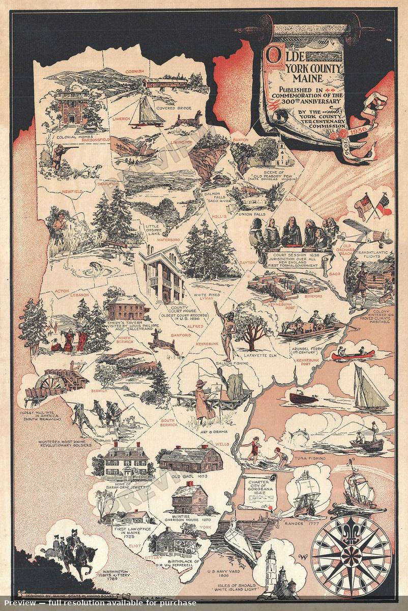 Antique map: York County, 1936, 1936
