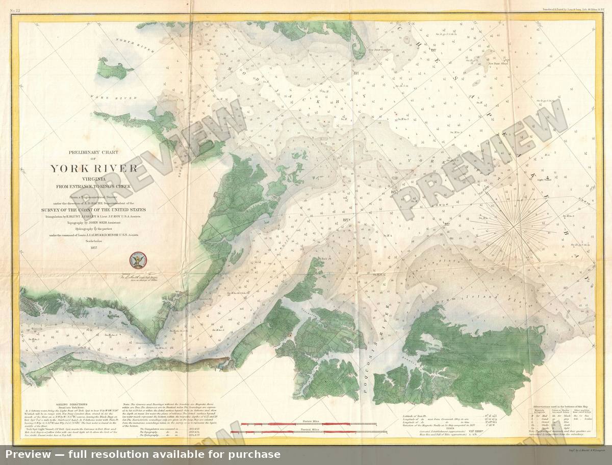 Antique map: York River, 1857, 1857