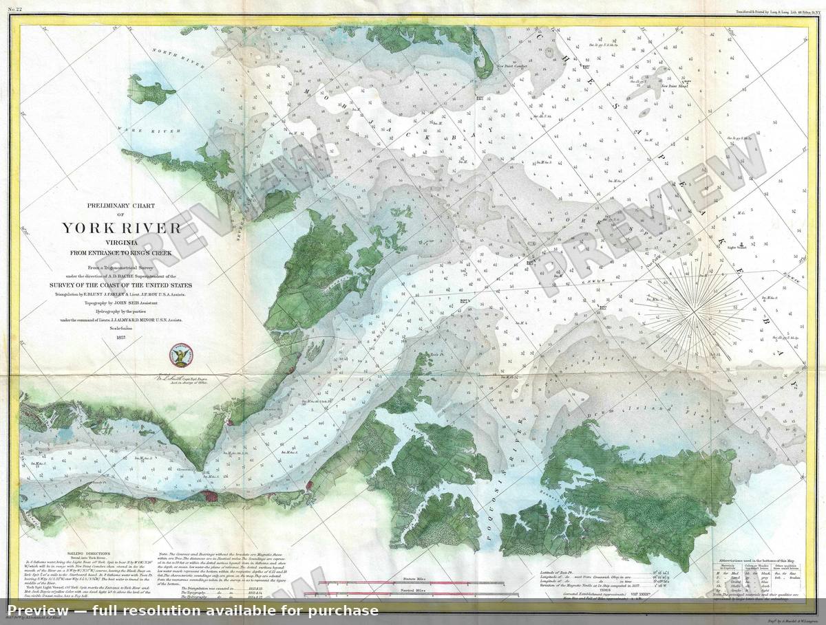 Antique map: York River 2, 1857, 1857
