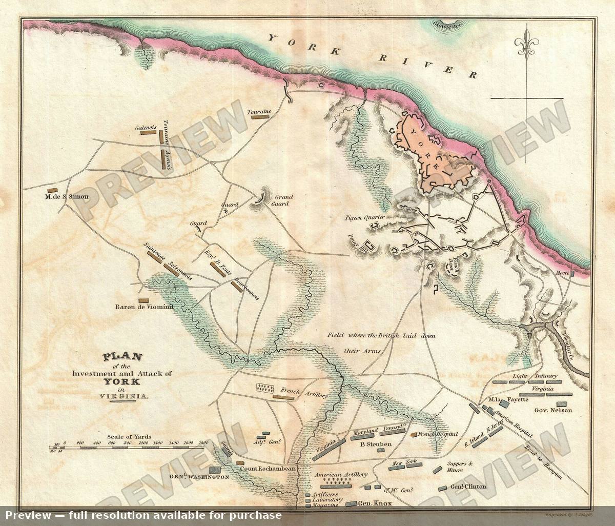 Antique map: York Virginia, 1832, 1832